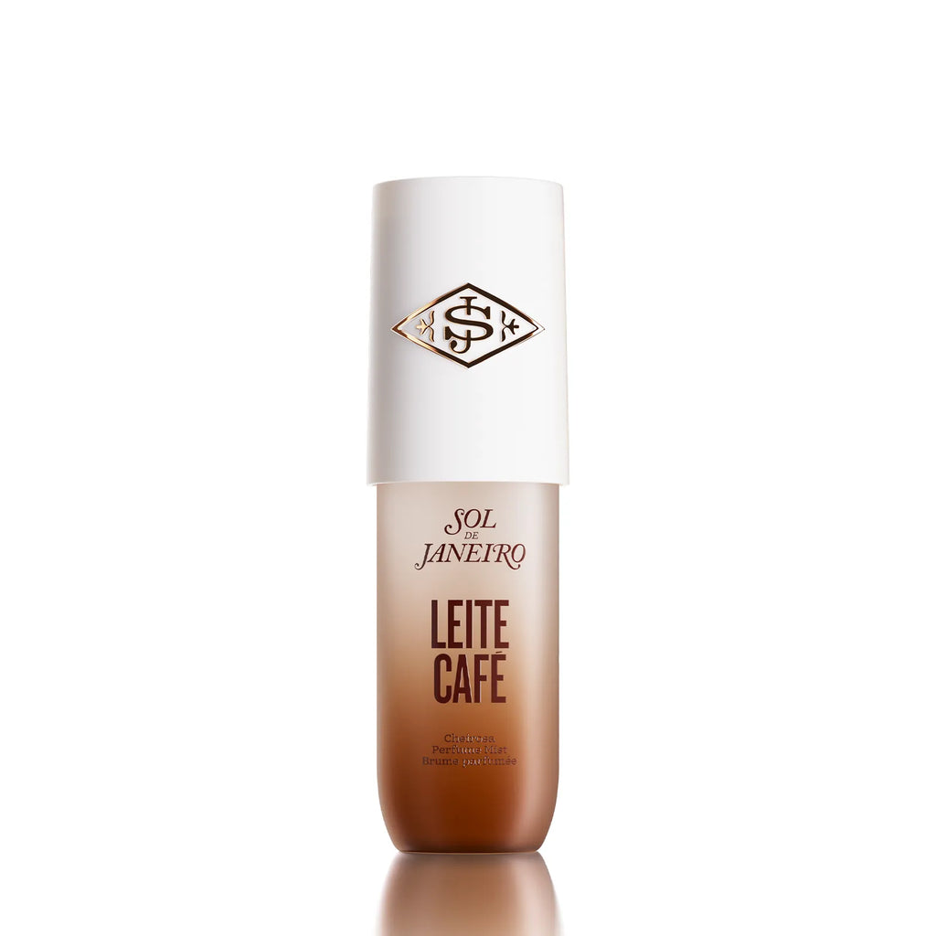 Bottle of Sol de Janeiro Leite Cafe product on a white background