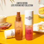 Two Sol Janeró perfume bottles on a yellow surface with text indicating a limited edition collection.